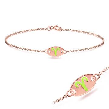 Rose Gold Plated Aries Silver Bracelet BRS-143-RO-GP